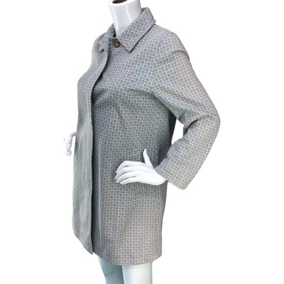 Boden Womens Size 10 Overcoat Mid Length Rain Jacket Coated Cotton Circles - Picture 4 of 16